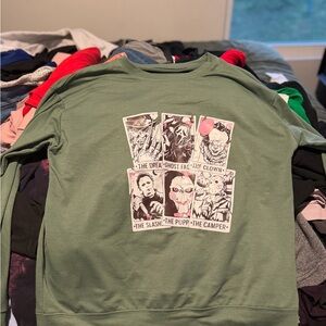 Green Graphic Horror Crewneck Sweatshirt